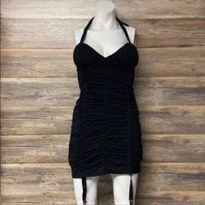 Folter Padded Halter Garter Dress Black small NEW